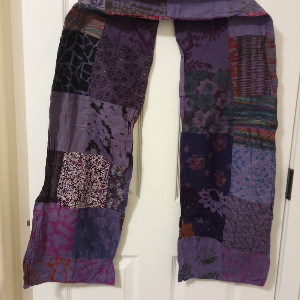 Purple Patchwork Reversible Scarf Stole - image 2